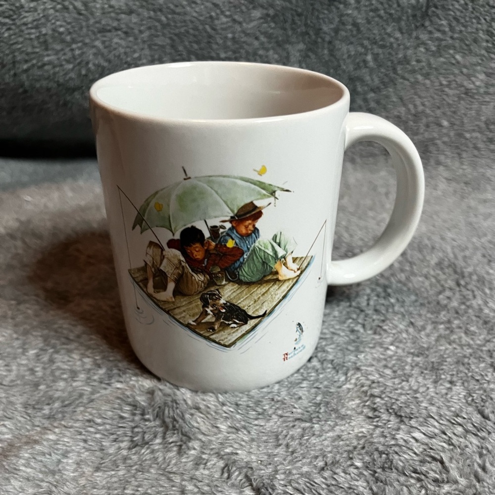 Vintage Norman Rockwell Catching The Big One  Coffee Mug